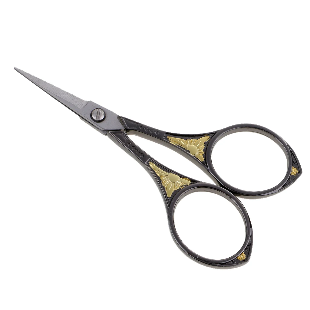 Stainless Steel European Vintage Floral Scissor for DIY Embroidery Sewing Craft Black/Sliver/Gold