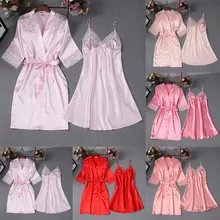 Женский халат, весенний летний ночной халат, длинная Сексуальная шелковая пижама, v-образный вырез, пижама с воротником, халат, ночная рубашка размера плюс, для сна, для пляжа, спа