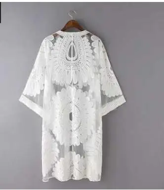 

1pcs/lot Summer New Arrival Long Sleeve Crochet Kimono Cardigan Female Loose Boho Outerwear Beach Cover Up