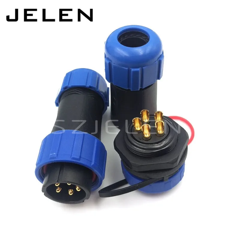 

SP2110, 5 pin waterproof connectors plug and socket, Industrial Power Panel Mount Connectors, waterproof and dustproof connector