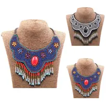 Колье на цепочке с бусинами, этническое ожерелье Bohamia, нагрудник, ювелирное изделие с кисточкой, винтажная ручная работа для женщин, этнический воротник, Новинка