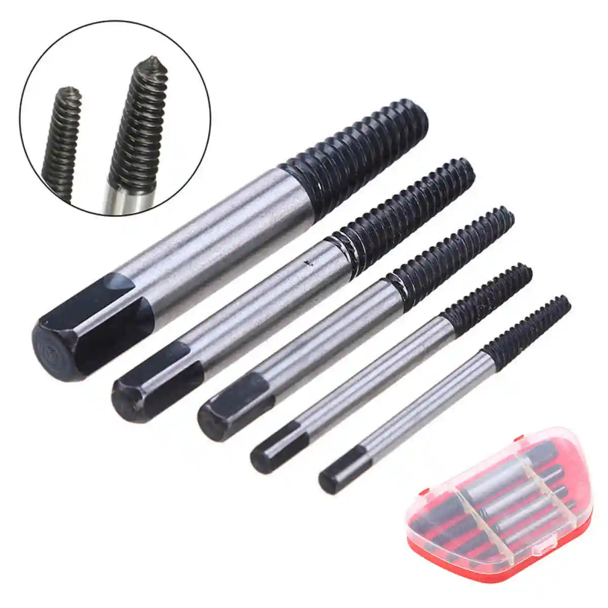 

Mayitr 5pcs/set Broken Damaged Screw Extractor Assorted Size Easy Out Set Bolt Stud Remover Tools Hand Tools Kit DIY