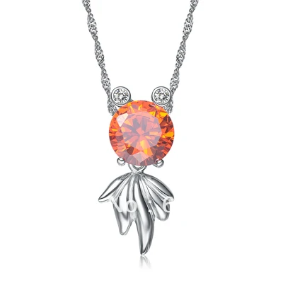 Wholesale &amp Retail for Real 925 Sterling Silver Orange Spinel Fish Pendant 100% silver Top Quality!! (I0389) | Украшения и
