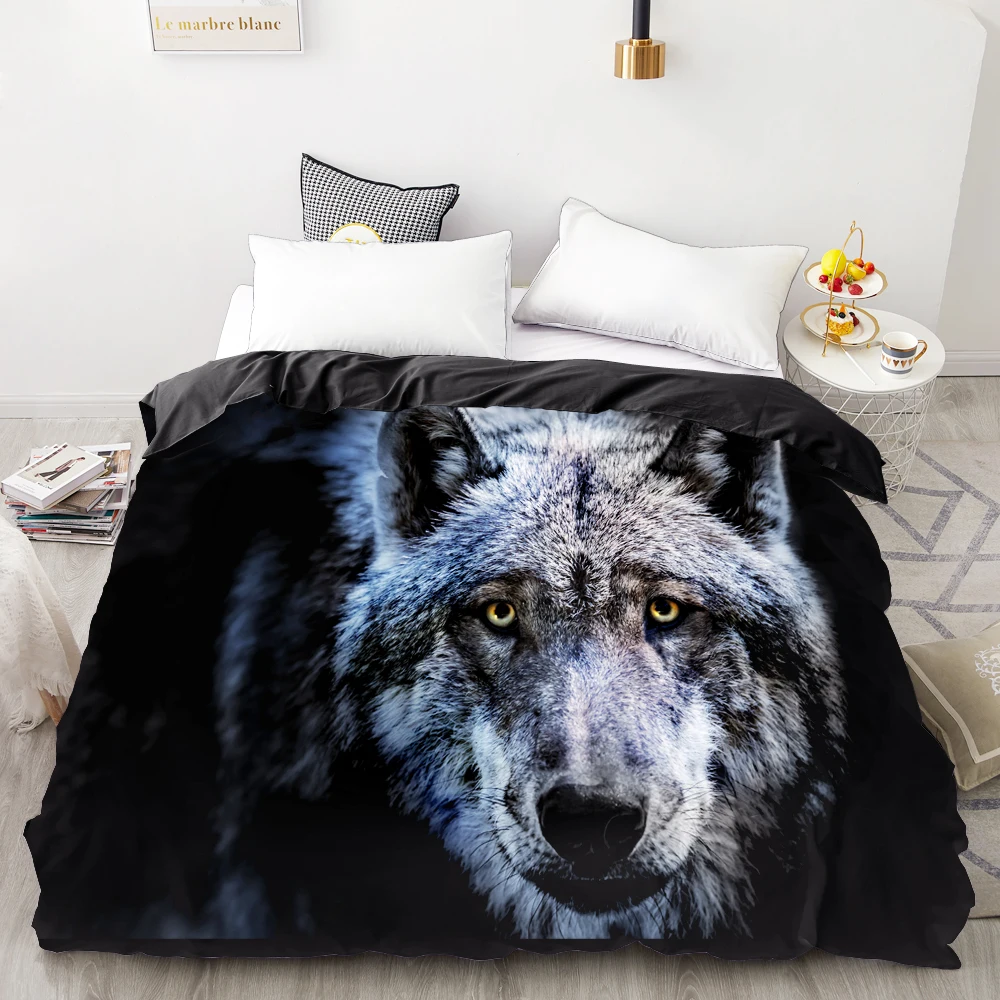 3D печать пододеяльник индивидуальный дизайн, одеяло/одеяло случае королева/король, постельные принадлежности 220x240, постельное белье животное Толстовка с принтом волк при лунном свете - Цвет: Wolf-03