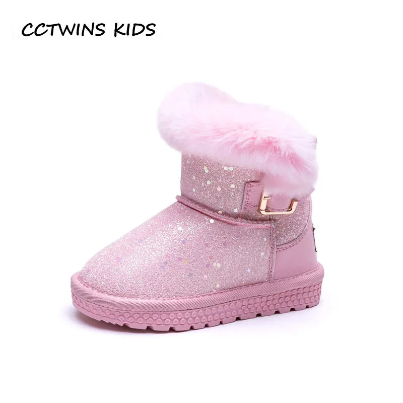 

CCTWINS KIDS 2018 Winter Girl Brand Glitter Snow Boot Children Fashion Mid Calf Boot Baby Pu Leather Warm Shoe CS1578