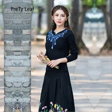 Новая Осенняя хлопковая Футболка с вышивкой павлина