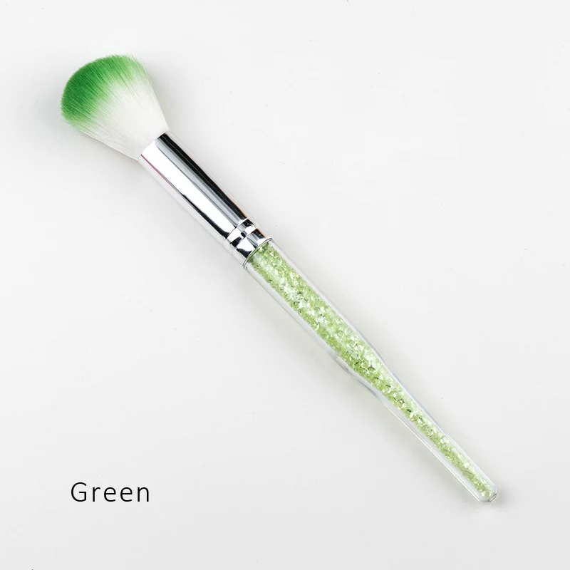 1 шт., мягкая щетка для чистки ногтей, радужные мини-кисти с нержавеющей ручкой, акриловая УФ-Гелевая пудра, очищающая для ухода за ногтями, маникюрные инструменты - Цвет: Green