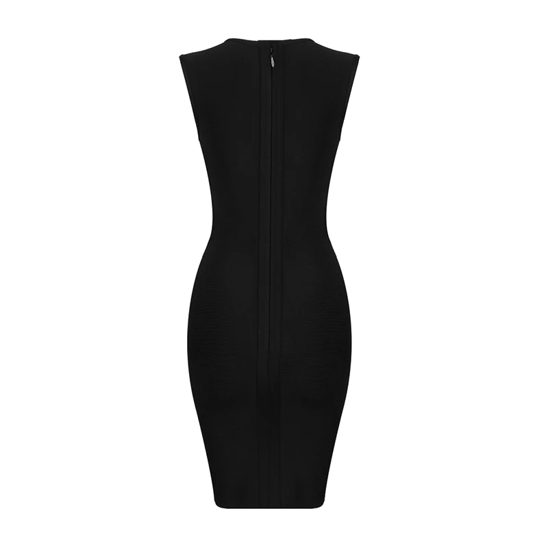 Новое летнее стильное сексуальное черное Бандажное платье с v-образным вырезом и цепочкой трикотажные эластичные вечерние платья