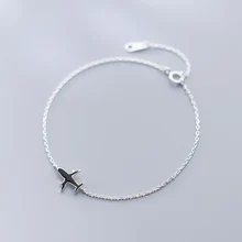 La MaxZa, минималистичный черный амулет самолета, браслеты из серебра 925 пробы для женщин, роскошный брендовый браслет из серебра 925