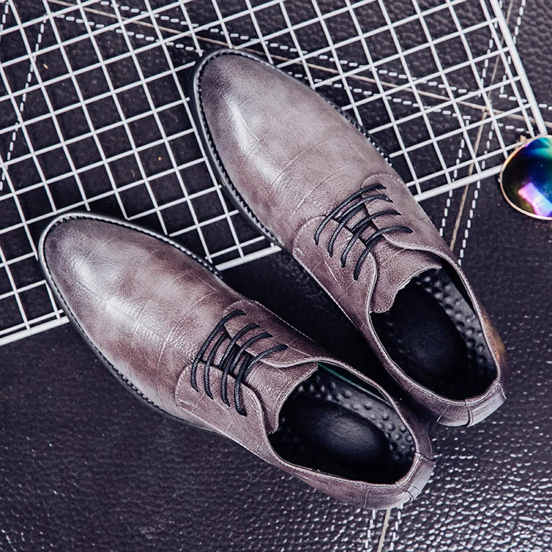 men shoe pointed toe italian formal dress leather silver ballet flats male footwear luxury brand 2017 derby oxford shoes for men (22)