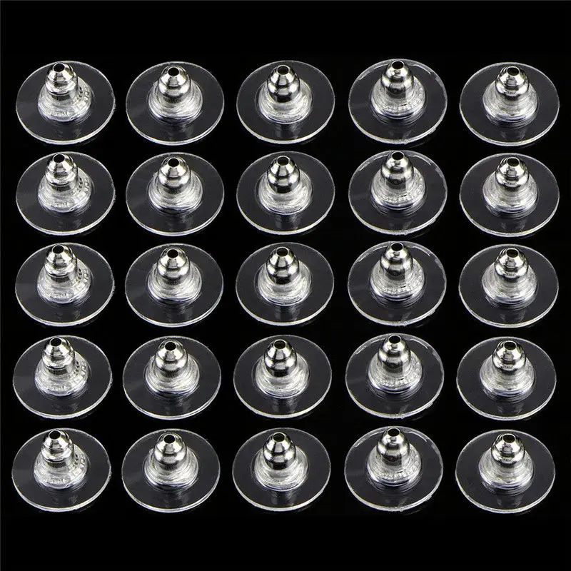 

60Pcs/lot Rubber Earrings Silicone Barrel Bullet Plastic Earnuts Rubber Ear Plugging Stopper DIY Earring Back Earstud Findings