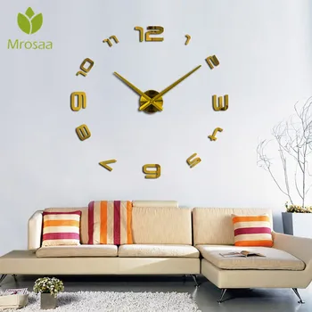 

Mrosaa Large DIY 3D Wall Clock Home Decor Mirror Sticker Art Clock Quartz clocks fashion watches Living Room Decorative hot sale