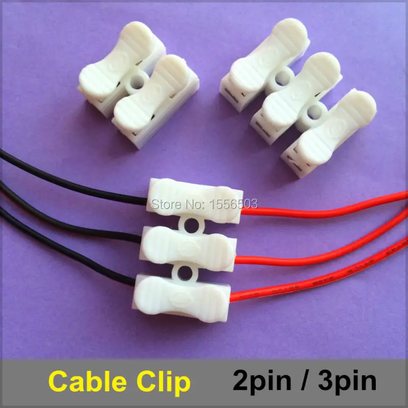 

20 PCS 2pin 3pin Spring Cable Clip self lock press push quick White 2P 3P Wire clip connector Terminal for car led strip lamp