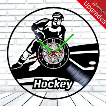 

Home Living Hockey 3D Modern Design Art Vinyl LP Record Wall Clock Sport LUMINOVA Mute Wall Watch Relogio de parede