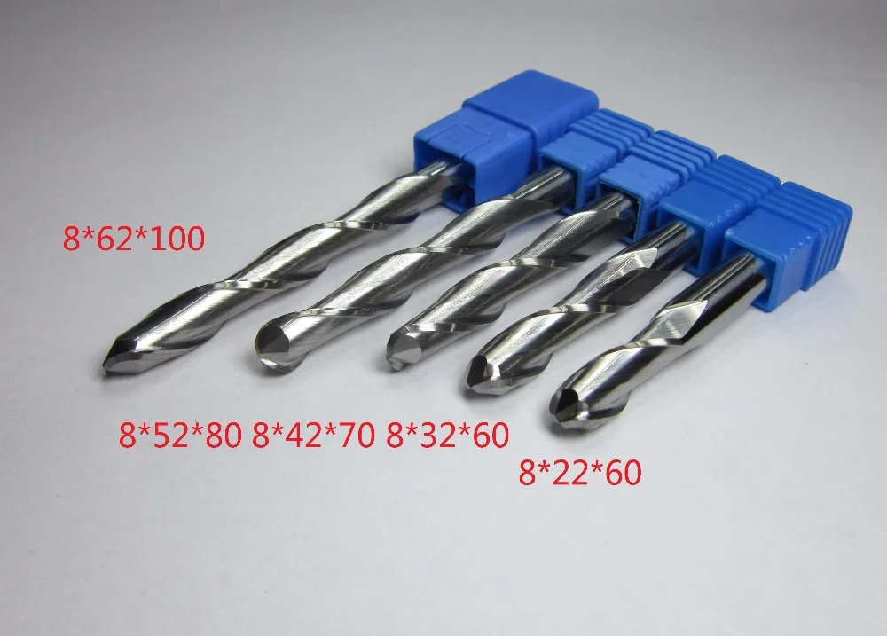 Для обработки дерева диаметр 8 мм длина лезвия 22 мм 32 мм 42 мм 52 мм 62 мм карбида вольфрама сферическим концом Гравировка Биты фреза