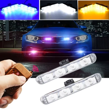 

Remote Controller Flash Strobe led car DRL Police day Light 12V 2x4LED Auto car-styling Flasher Firemen Ambulance Warning lights