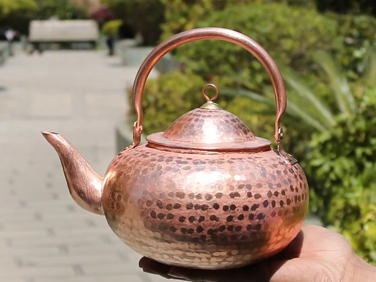 Ручная работа чайник из чистой меди круглый с крышкой в подарок|pot clip spoon rest|potted