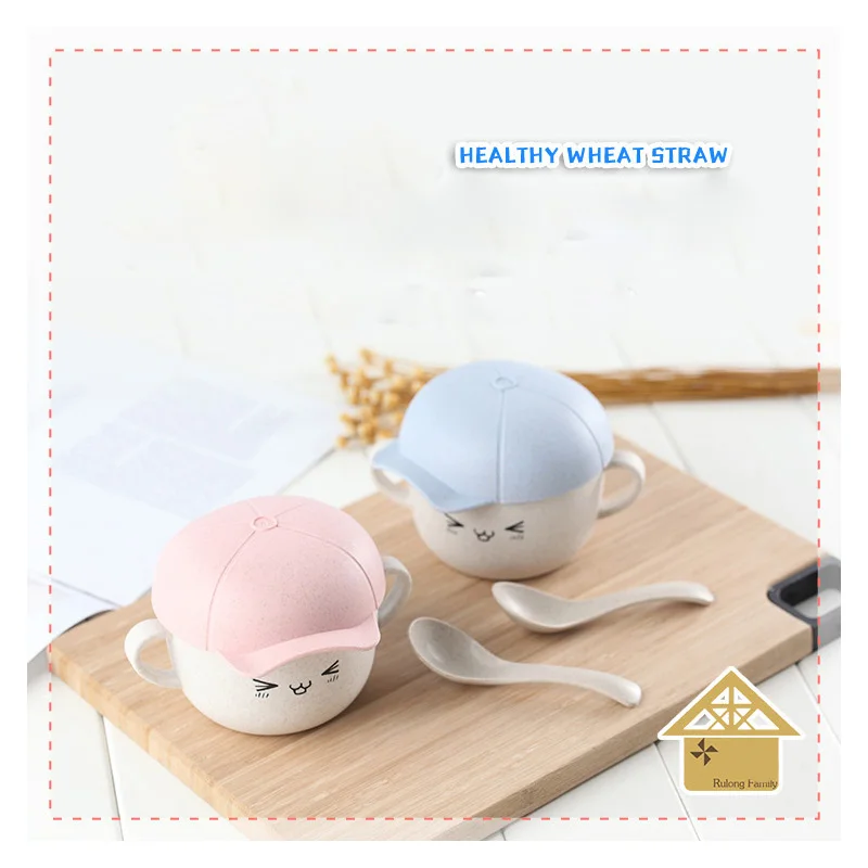 

Wheat Straw Cartoon Lunch Box for Kids Children's Tableware Bowl Spoon Set Anti-scalding Complementary Food Feeding Tableware