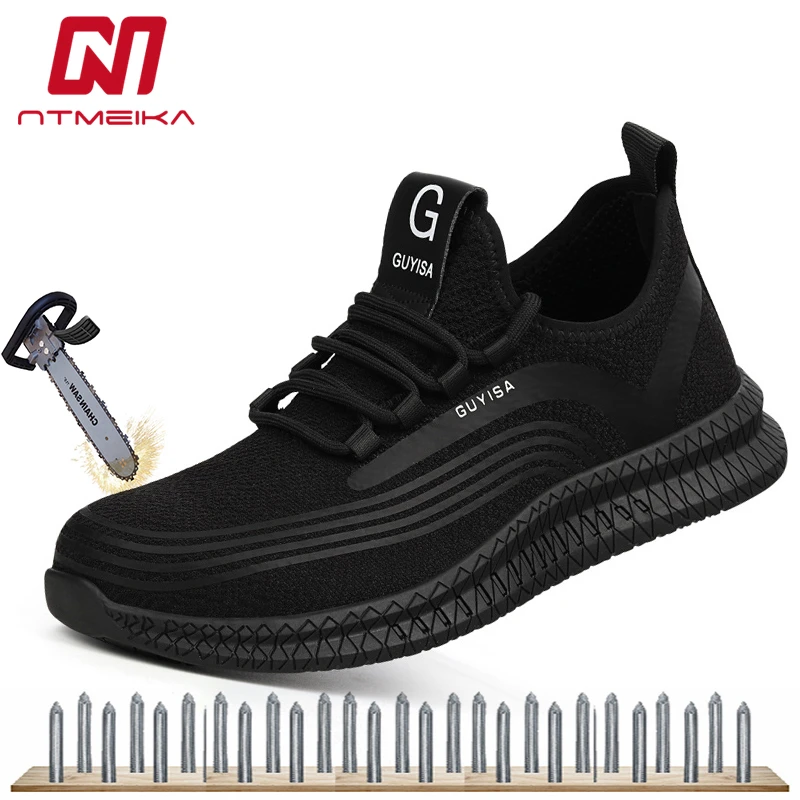 

Men's Breathable Safety Shoes Summer Lightweight Work Shoes Steel Toe Size 36-45 Puncture-proof Safety Work Boots Men