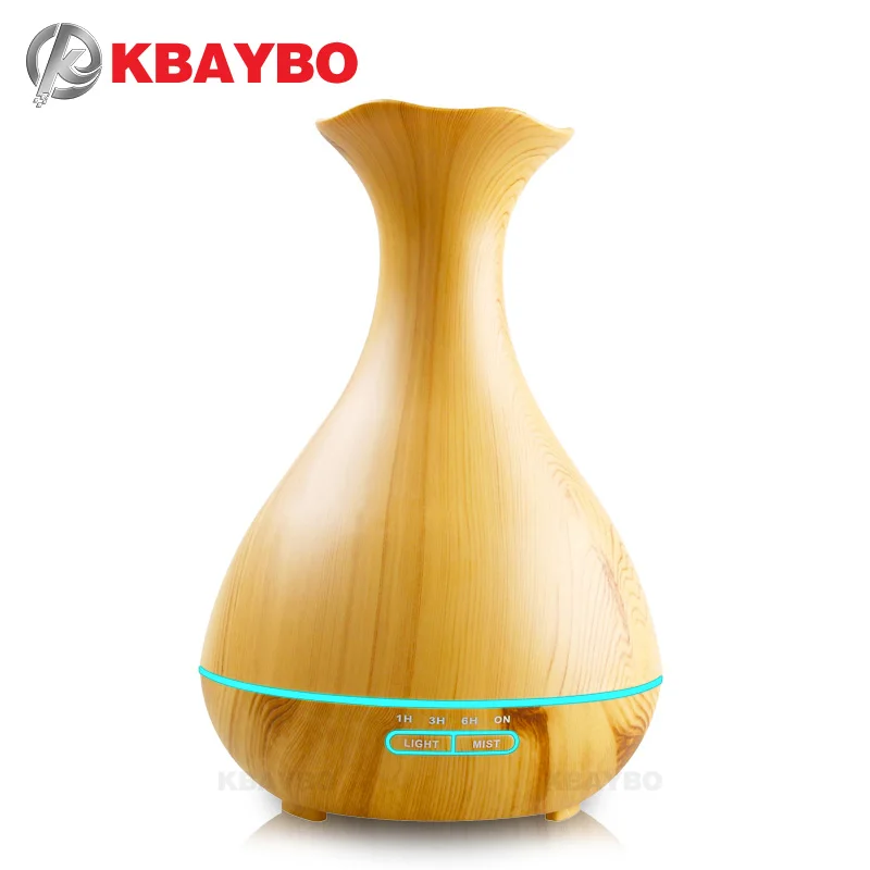 

400ml Aromatherapy Essential Oil Diffuser Vase Shape Cool Mist Whisper-Quiet Humidifier with 4 Timer Setting and 7 LED lights