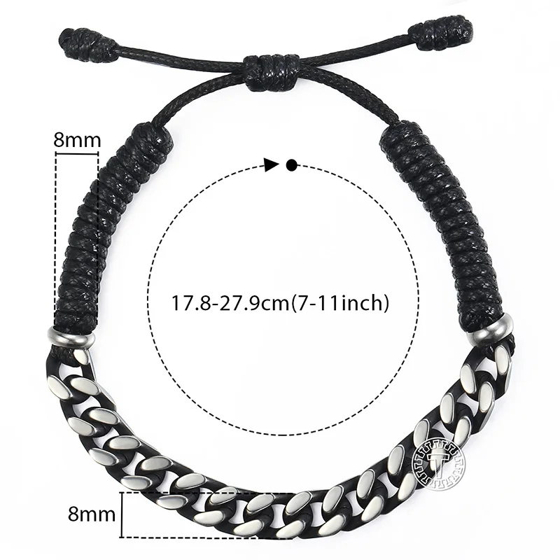 Уникальный шнурок мужские кожаные браслеты для женщин нержавеющая сталь Снаряженная кубинская цепь браслет мужские ювелирные изделия стрейч 7-1" DLB69 - Окраска металла: DLB69
