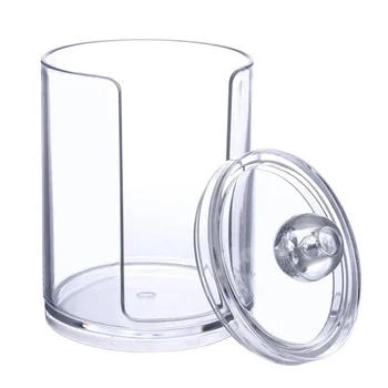 

1 Layers Clear Acrylic Cotton Swab Organizer Box Portable Cosmetics Round Container Makeup Pad Storage Case Makeup Tools