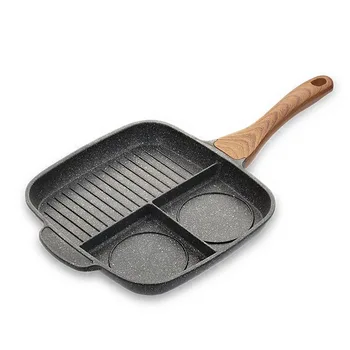 

Breakfast pot multi-function frying pan three-grid separated wheat rice stone non-stick steak pot flat bottom grid pot