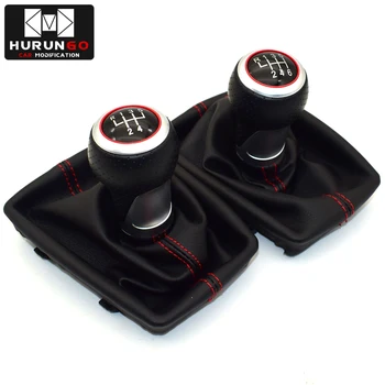 

Matte Chrome Red Ring Gear shift knob boot For Audi skoda seat A4 B6 B7 b8 A6 S4 B8 8K A5 8T Q5 2007-2015