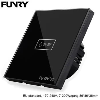 

Touch Switch FUNRY ST2 1 gang 1 way EU Standard Glass Switch Panel 170-240V 7-200W/gang 86*86*36mm Single Fire Line Light Switch