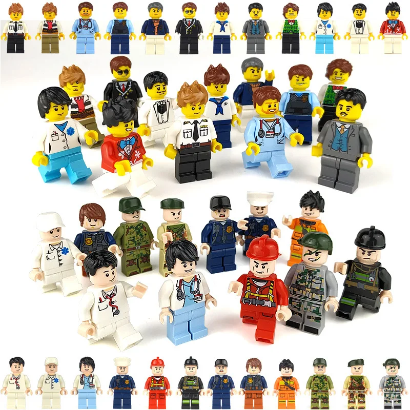 

12pcs/lot DIY Small Building Blocks Figures Occupation Compatible LeogoING Classic Small Bricks Model Toy For Children Kids Gift