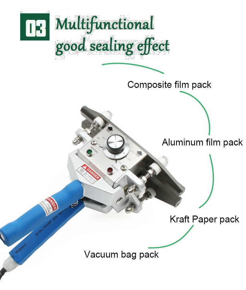JIQI пакеты прямого нагрева плоскогубцы импульсная запечатывающая машина ручная электрическая композитная алюминиевая фольга крафт-бумага упаковщик
