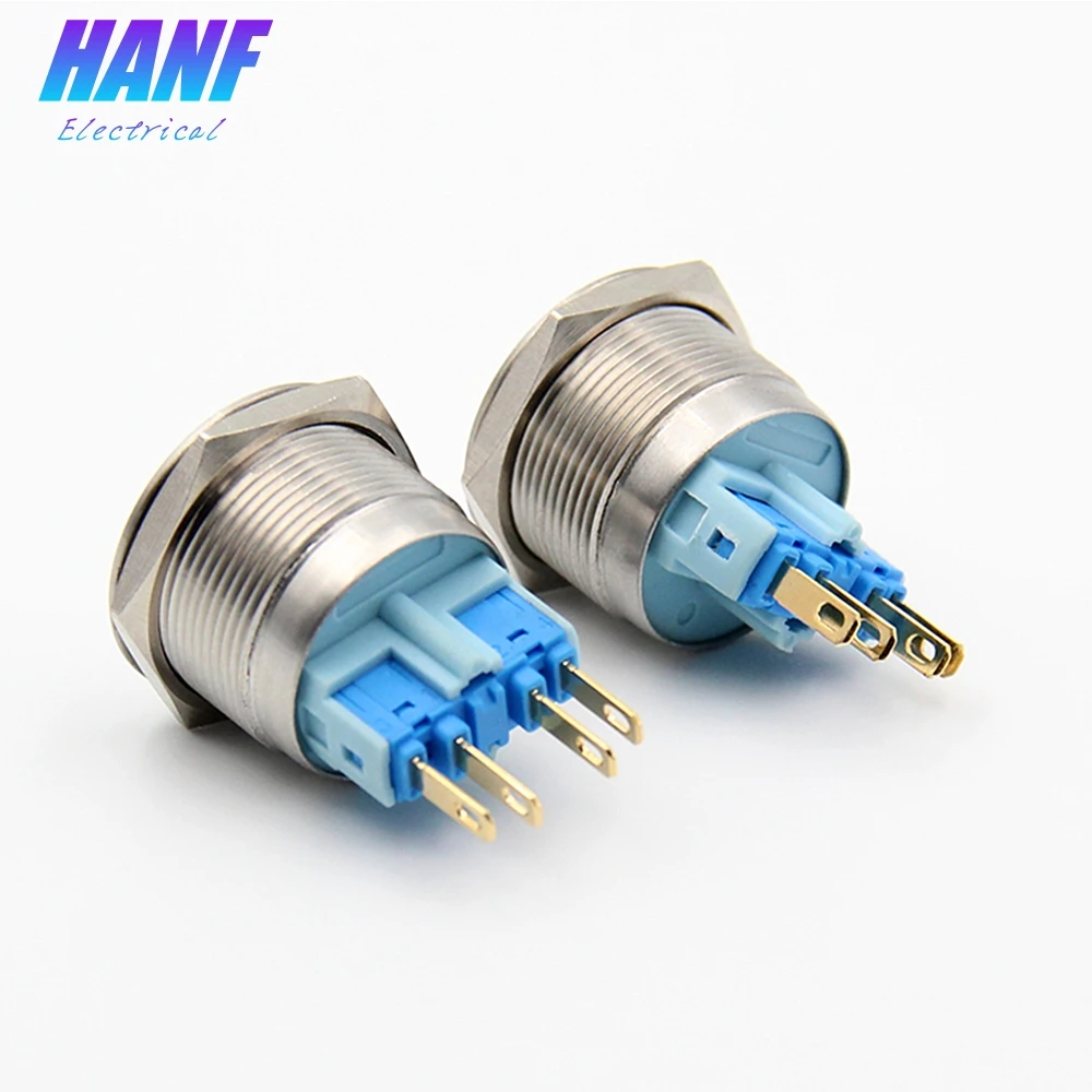 

1pcs 22mm 1NONC 2A/220V Flat Head Self-locking Stainless Steel Push Button Switch Pin 4 Terminals Waterproof