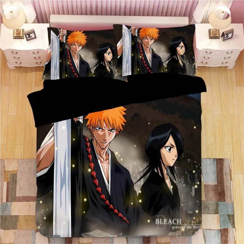 BLEACH Kurosaki Ichigo Комплект постельного белья, пододеяльник, наволочки, мультяшное аниме одеяло, Комплект постельного белья s, постельное белье, Комплект постельного белья - Цвет: 17