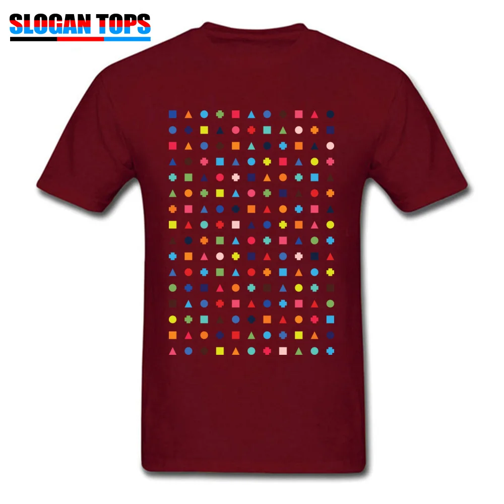 T Shirt Tops Shirts Dot Triangle Square Plus Repeat! Labor Day Pure Cotton Round Collar Men's T-shirts Design 2018 Hot Sale Dot Triangle Square Plus Repeat! maroon