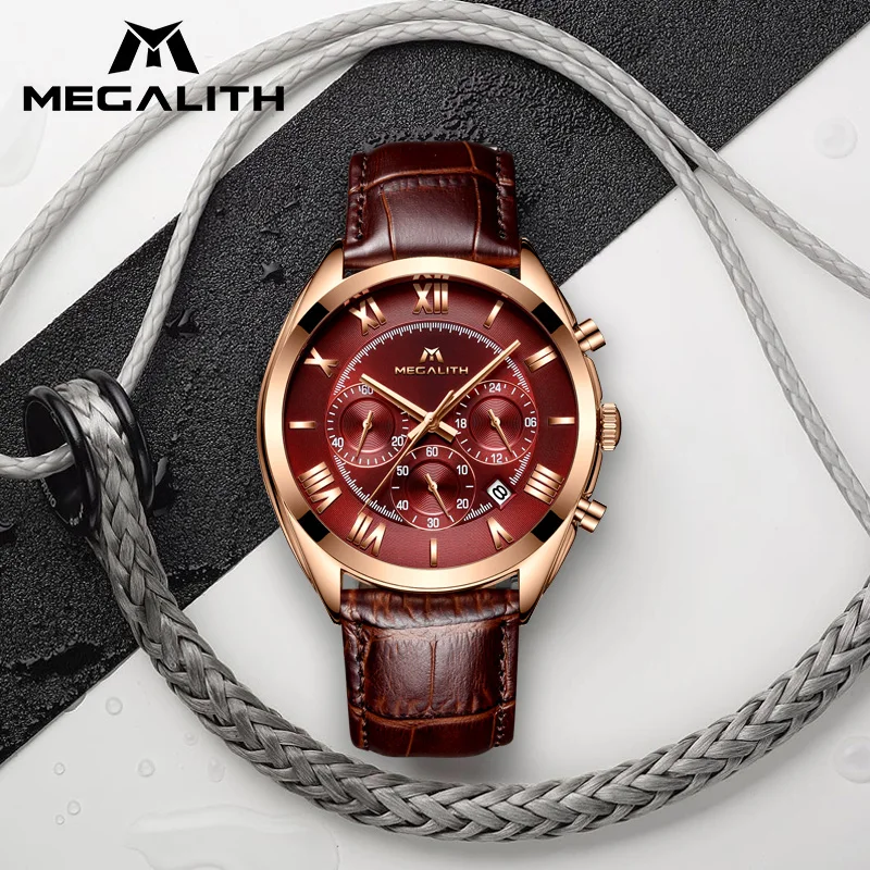 Ceny MEGALITH moda skórzany zegarek dla mężczyzn Sport zegar kwarcowy wodoodporna data męskie zegarki Top marka luksusowy zegarek Relogio Masculino