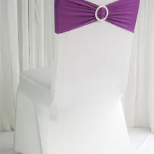 Фиолетовый Stretch спандекс стул полоса с пластиковой пряжкой/эластичная лайкра стул створки Для свадебной вечеринки стул банкета