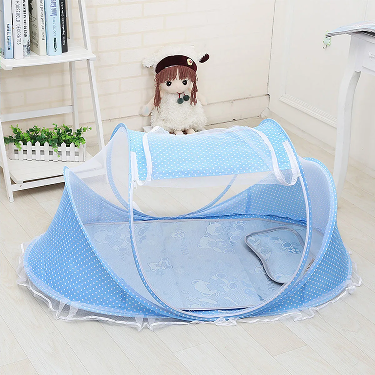 2pcs/lot 0 24 Months Baby Bed Portable Foldable Baby Crib With Netting