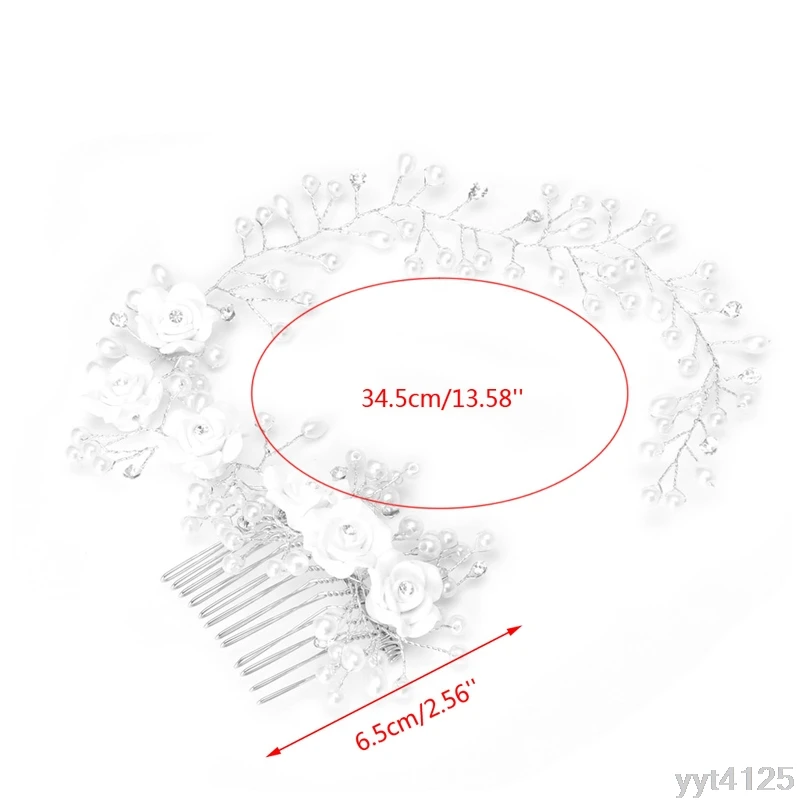 Ручной работы Для женщин аксессуары для волос искусственная жемчужно-белый свадебные цветы Девушка Тиара цветочный головной убор повязка гребень для волос