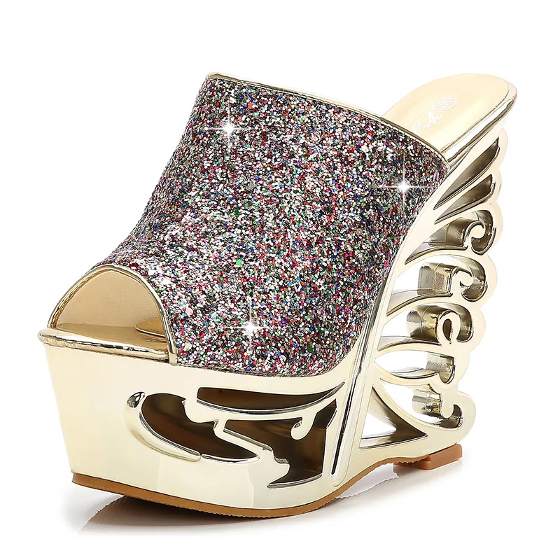 STAN SHARK/пикантные туфли на высоком каблуке; цвет золотой, серебряный; свадебные туфли в форме персонажа; Свадебная обувь; Босоножки на каблуке 15 см; шлепанцы
