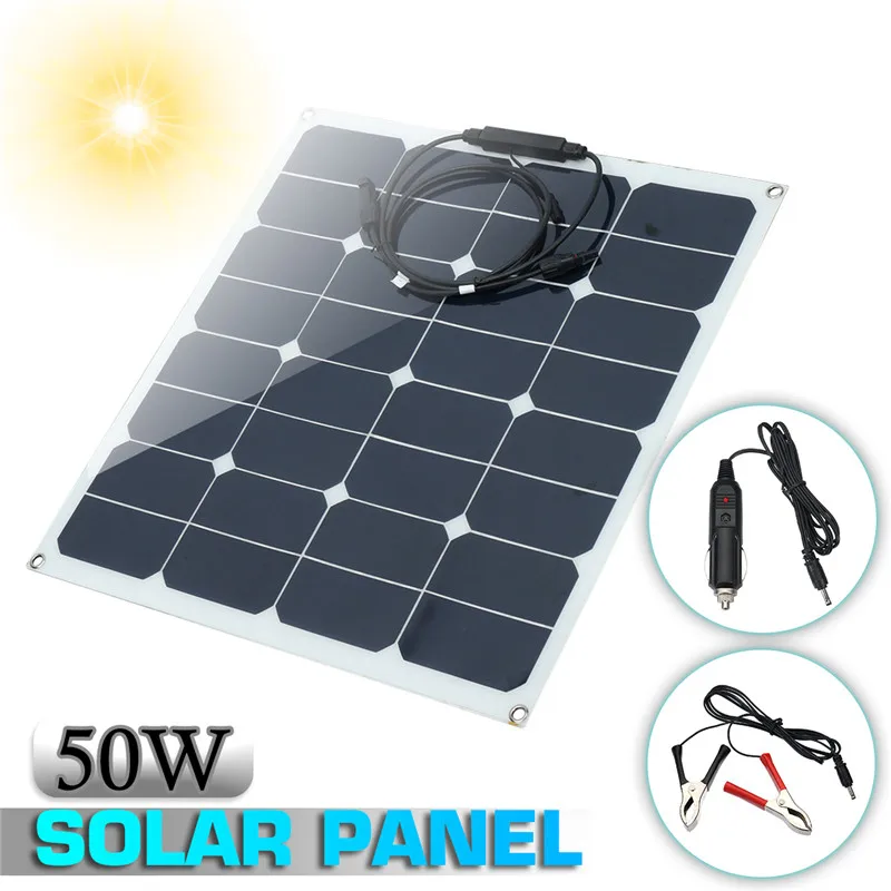 

50W 12V Cigarette Lighter Solar Panels with MC4 Connector Charging for RV/ Boat