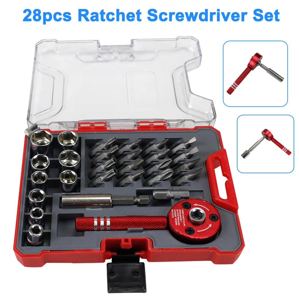Newly 28 in 1 Multifunctional Palms Ratchet Wrench Bit Driver Socket Screwdriver Kit Repair Tools