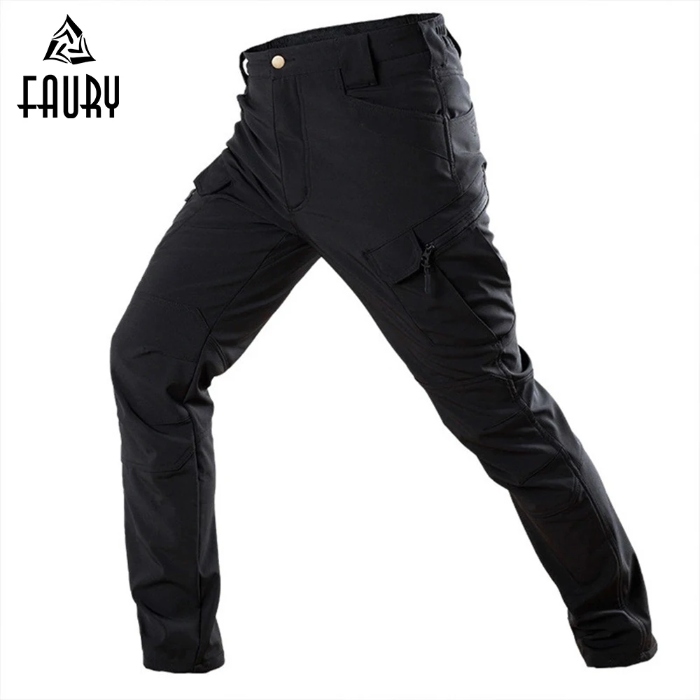 

Men's Fleece Military Tactical Pants Soft Shell Waterproof Shark Skin Cargo Army Pants Male Winter Warm Windproof Trousers