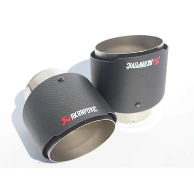 Short: 1PCS Inlet(54mm) Outlet(89mm) Akrapovic Carbon Exhaust Tip/Muffler pipe For BMW BENZ AUDI VW Car Accessories