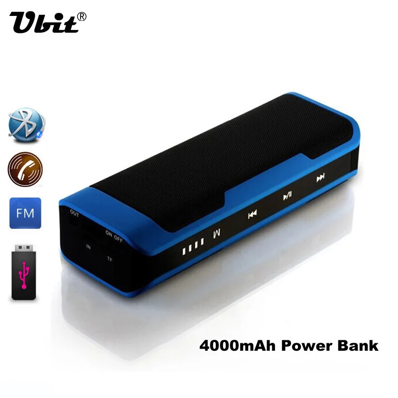 Ubit BT J6 Portable Mini Bluetooth Speaker Stereo Sound Box Mp3 Player Touch Speakers With FM Mic Handsfree 4000 mAh Power bank