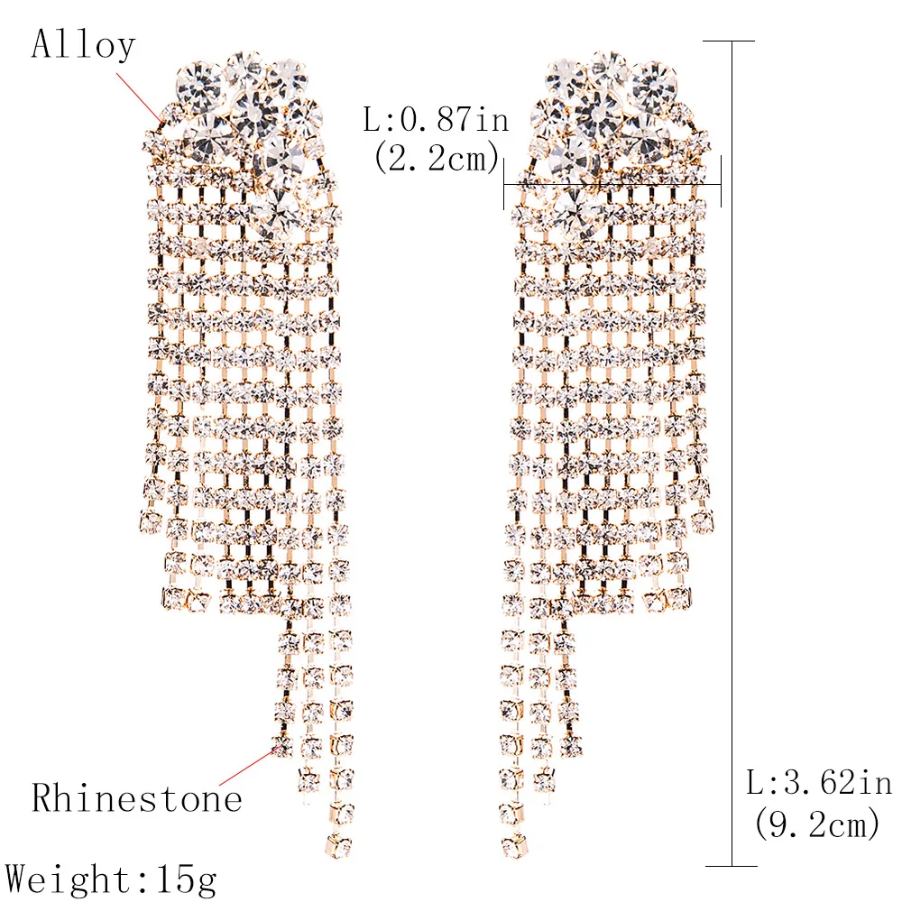 KMVEXO New Fashion Crystal Drop Dangle Earrings For Women Charm Luxury Wedding Statement Jewelry Long Earrings Wholesale
