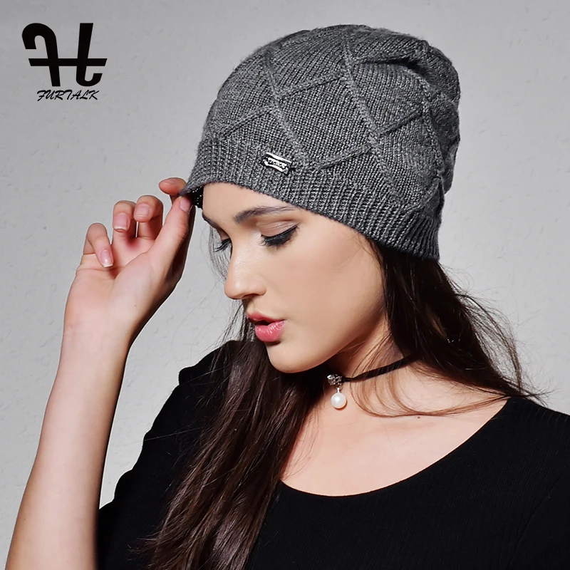 Furtalk кашемировый осень зима Женщины Hat вязать Skullies шапочки шляпы для девочек
