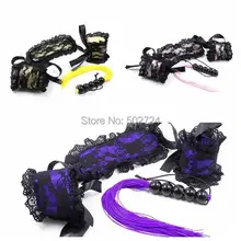 New Arrival Sex Toys For Couples Bondage Sets Lace Fetish Adult Games For Women Handcuffs + Mask +Whips Flirt Erotic Toys