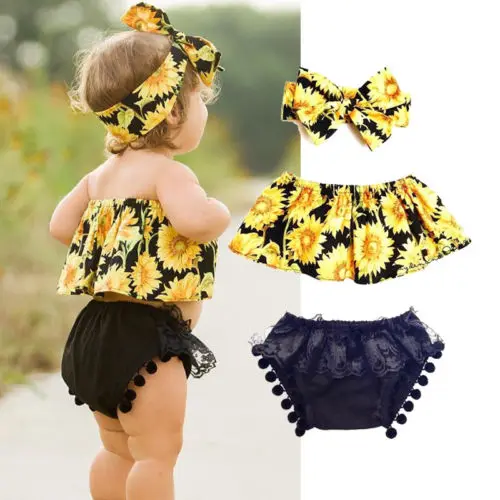 US-Stock-Newborn-Baby-Girls-Tops-Romper-Flower-Pants-3Pcs-Outfits-Set-Clothes