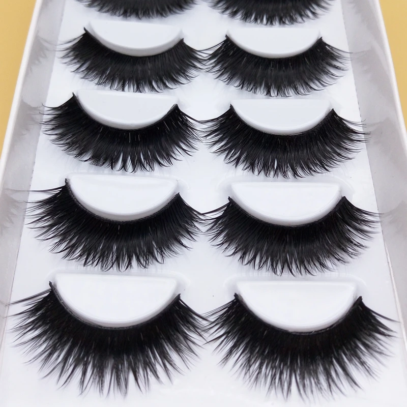 YOKPN False EyeLashes 1 Box 6 Pairs Thick Black False Eyelashes Makeup Tips Natural Smoky Makeup Long Fake Eye Lashes k70