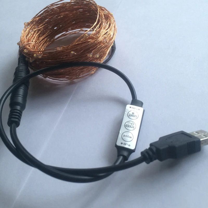 Гирлянда с диммером и USB 33 фута 10 м 100 светодиодов 5 В|light copper wire|10m 100ledwhite fairy lights |